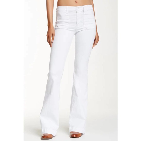 Hudson Jeans Denim - Hudson Taylor High Waist Flare Pockets Jeans White